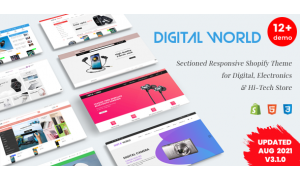 Digital World - Sectioned Responsive Shopify Website Design for Electronics & Hi-Tech Store
