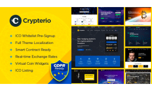 Crypterio - ICO Landing Page and Cryptocurrency WordPress Website Design